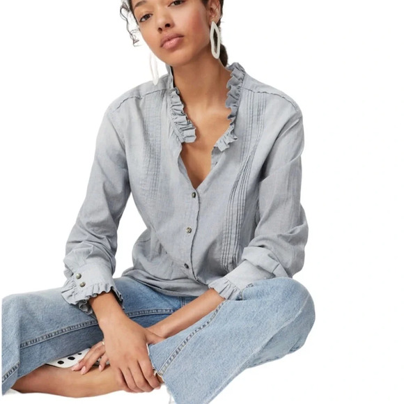 LA VIE Striped Top Ruffle Trim - Picture 1 of 9